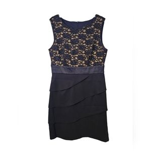 Connected Apparel Sleeveless Tiered Sheath Dress Size 14 Blue #343